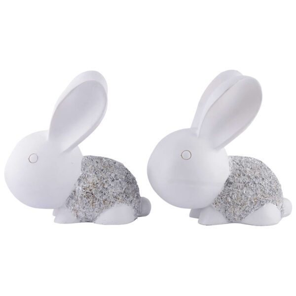 Rabbit Cute Pair Statue for Home Decor Showpiece | Kids Room Decorative Showpiece (White) - Image 3